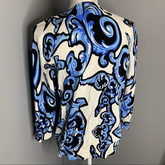 Cyrus Cardigan Sweater Cream Blue Roses XXL 2XL - Picture 3 of 4